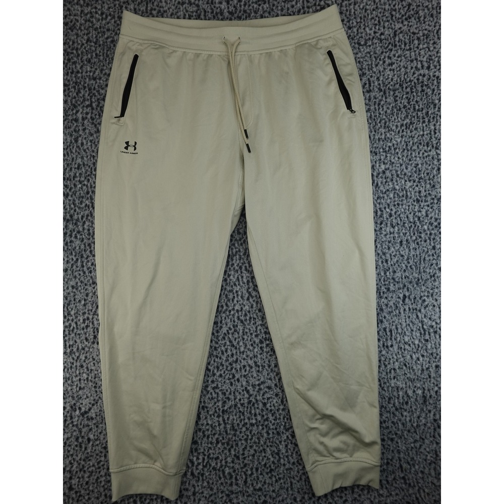 Under Armour Joggers Mens XL Tan Tapered‎ Zip Pocket Athletic Sweatpants